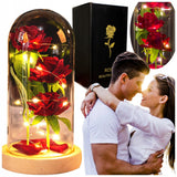 GRAŽI DIRBTINĖ AMŽINA ROŽĖ 3 RÓŽĖS STIKLINĖJE DĖŽUTĖJE, DOVANA DAILUGAI