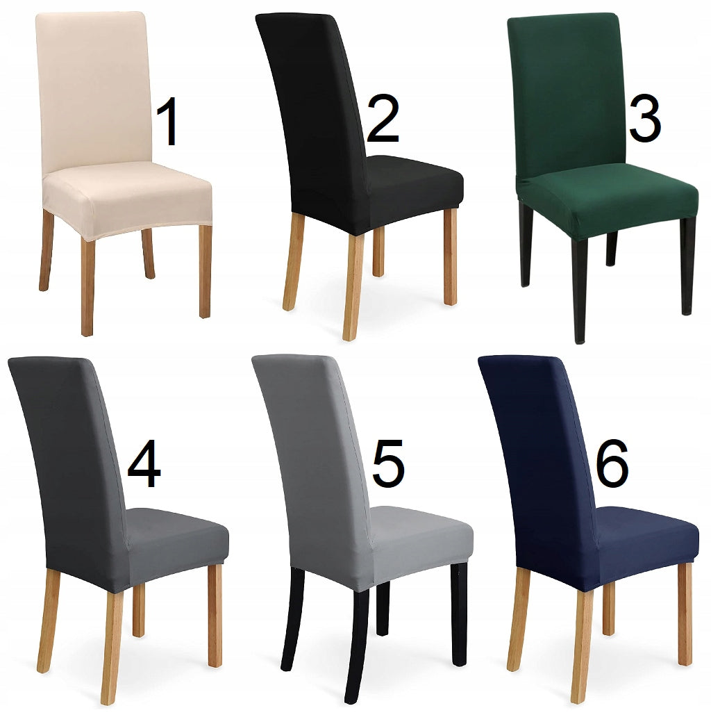 KĖDŽIŲ UŽDĖKALAI 6 VNT. Universalūs Elastingi Kėdžių Užvalkalai PILKI