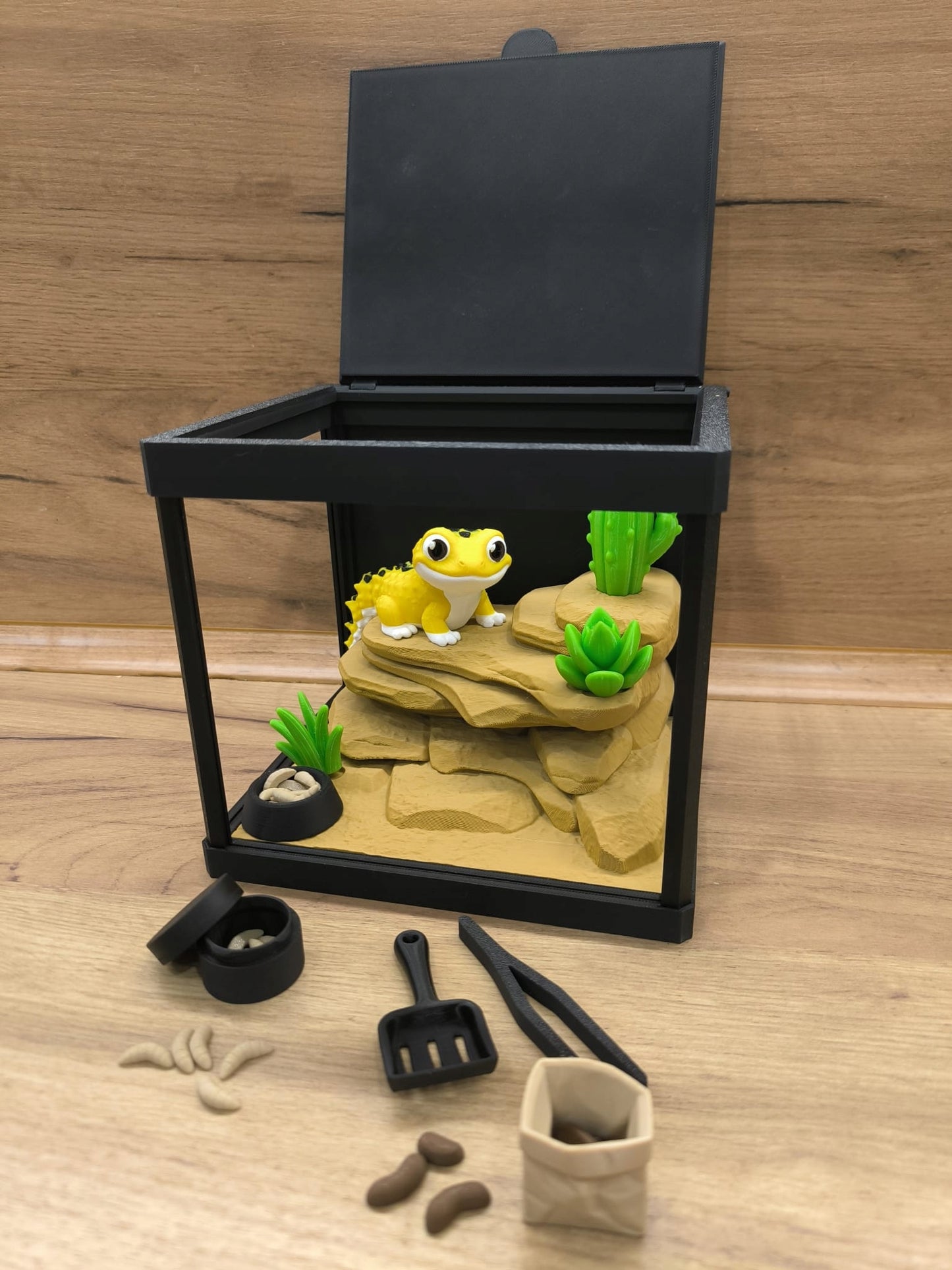 TERRARIUM 3D su GEKONO Dekoratyvinis edukacinis rinkinys su judančiomis dalimis GEKON