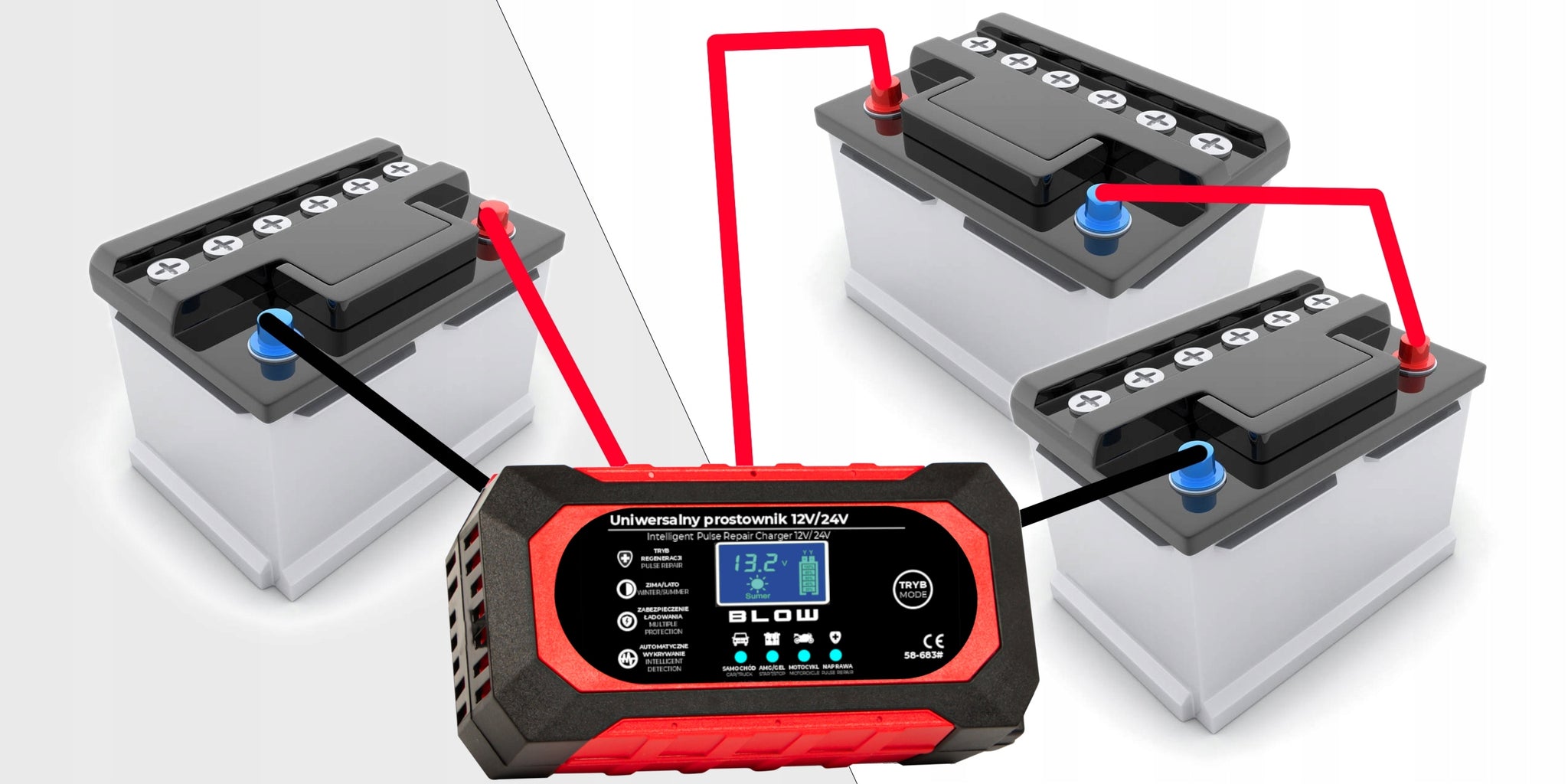 AUTOMATINIS IŠMANUS AKUMULIATORIŲ Įkroviklis Įkrovimo įrenginys LCD 24V 12V 8A