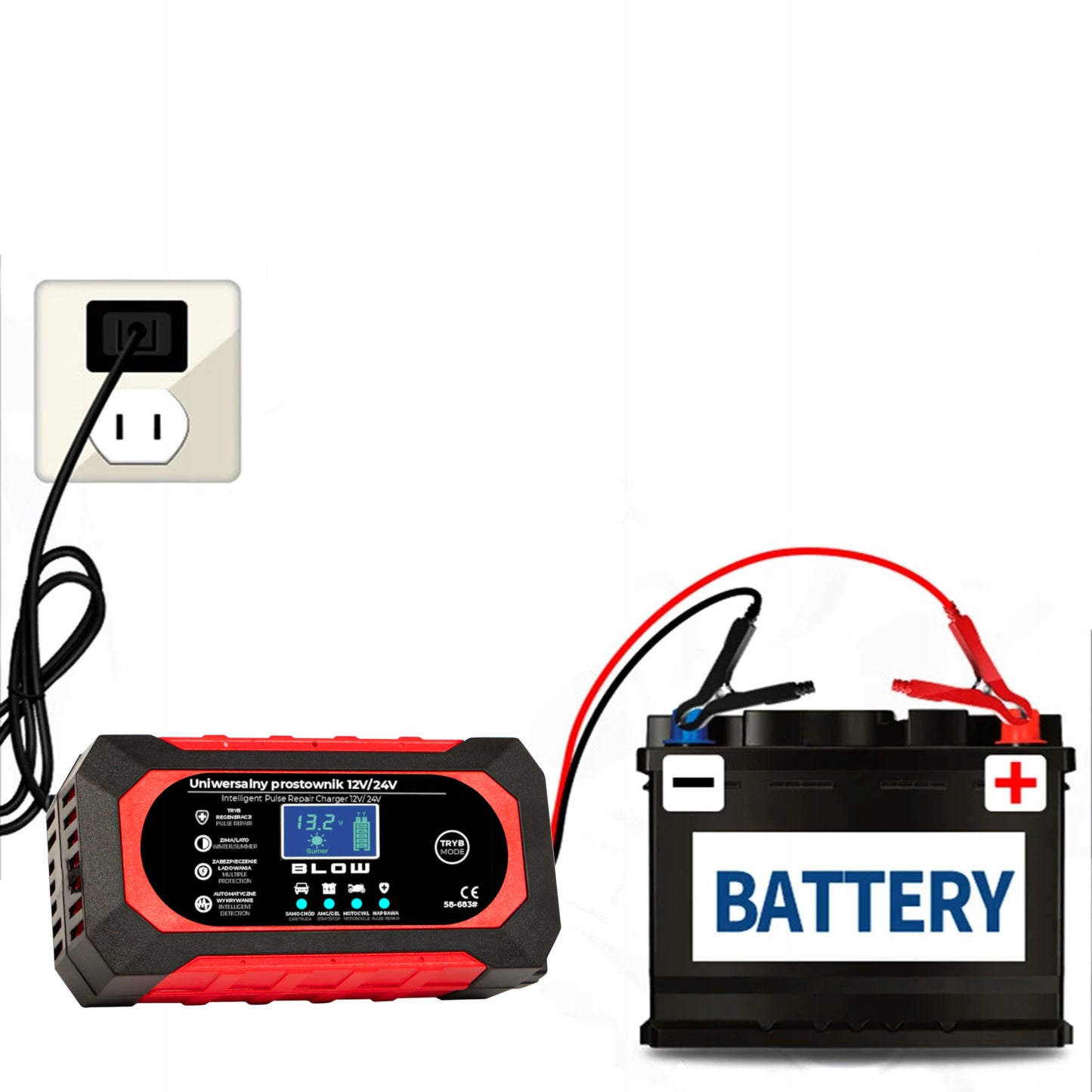 AUTOMATINIS IŠMANUS AKUMULIATORIŲ Įkroviklis Įkrovimo įrenginys LCD 24V 12V 8A