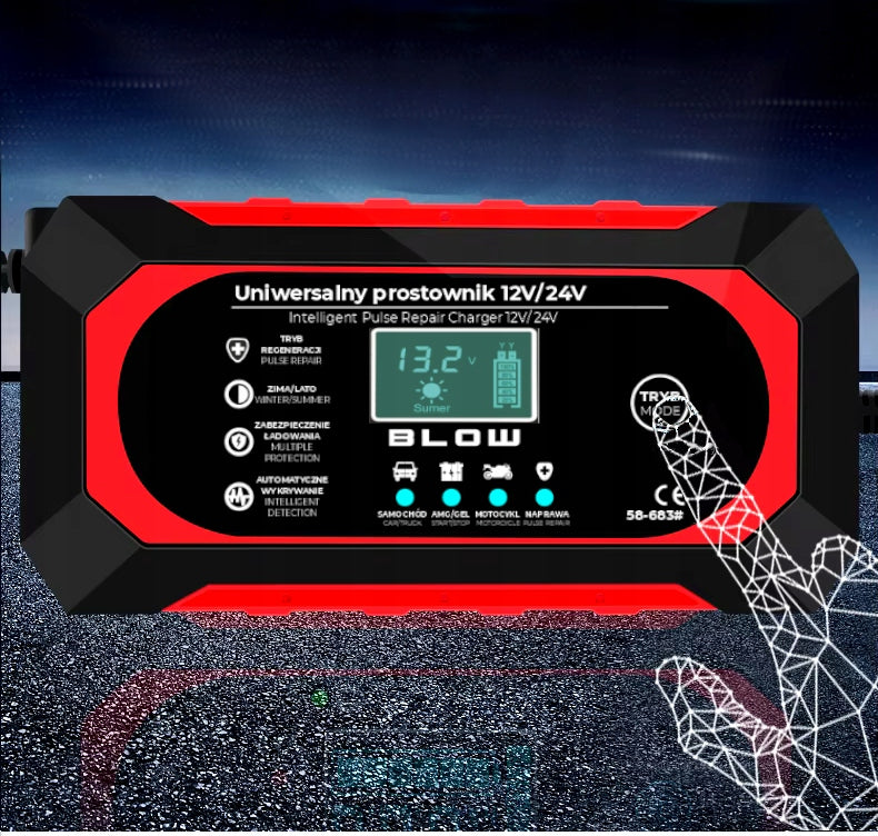 AUTOMATINIS IŠMANUS AKUMULIATORIŲ Įkroviklis Įkrovimo įrenginys LCD 24V 12V 8A