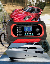 AUTOMATINIS IŠMANUS AKUMULIATORIŲ Įkroviklis Įkrovimo įrenginys LCD 24V 12V 8A