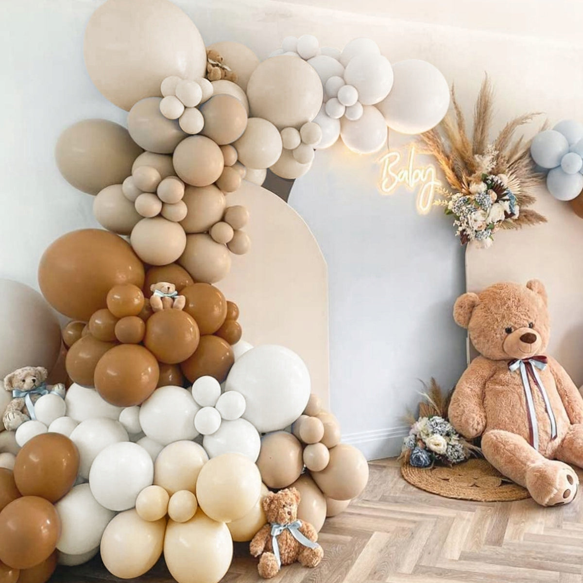 BALIONŲ GIRLIANDA RUDOS BEŽVĖ BALIONAI KRIKŠTYNOMS, METINĖMS IŠKILMĖMS, VESTUVĖMS, VEDYBOMS