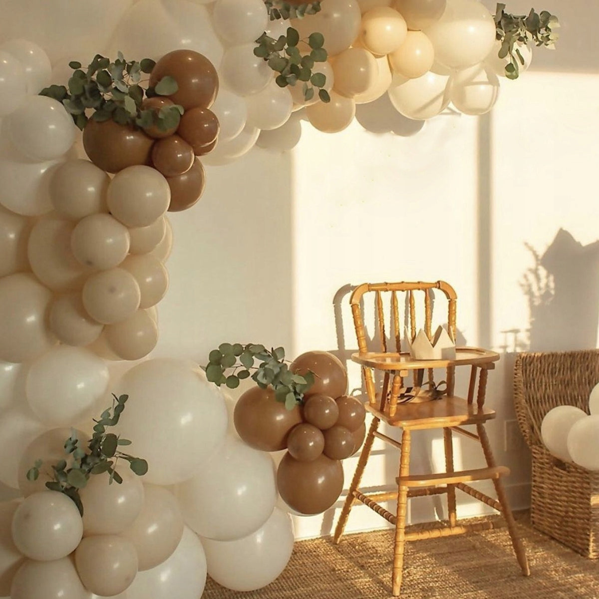 BALIONŲ GIRLIANDA RUDOS BEŽVĖ BALIONAI KRIKŠTYNOMS, METINĖMS IŠKILMĖMS, VESTUVĖMS, VEDYBOMS