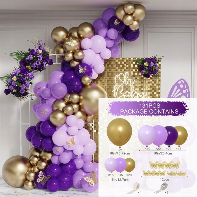 BALIONAS CHROME VIOLETINĖ GINTARAS SU DRUGELIAIS KŪDIKIŲ VAKARĖLIUI, PIRMAJAM GIMTADIENIUI, VESTUVĖMS