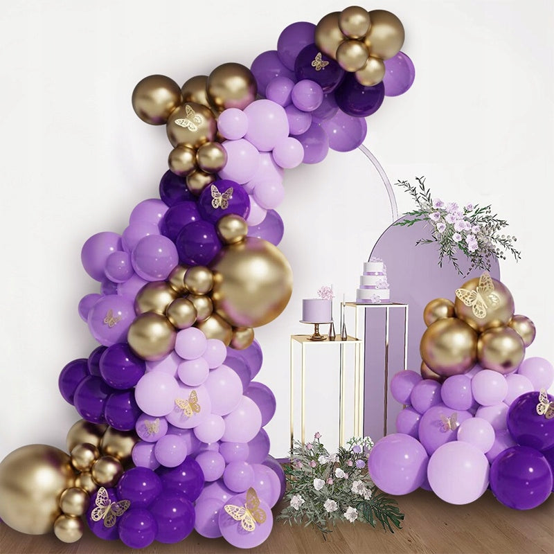 BALIONAS CHROME VIOLETINĖ GINTARAS SU DRUGELIAIS KŪDIKIŲ VAKARĖLIUI, PIRMAJAM GIMTADIENIUI, VESTUVĖMS