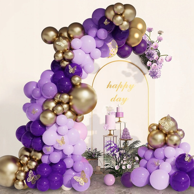 BALIONAS CHROME VIOLETINĖ GINTARAS SU DRUGELIAIS KŪDIKIŲ VAKARĖLIUI, PIRMAJAM GIMTADIENIUI, VESTUVĖMS