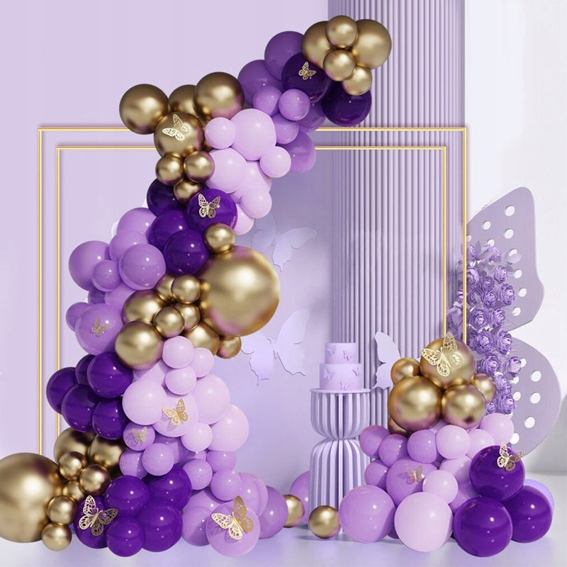 BALIONAS CHROME VIOLETINĖ GINTARAS SU DRUGELIAIS KŪDIKIŲ VAKARĖLIUI, PIRMAJAM GIMTADIENIUI, VESTUVĖMS