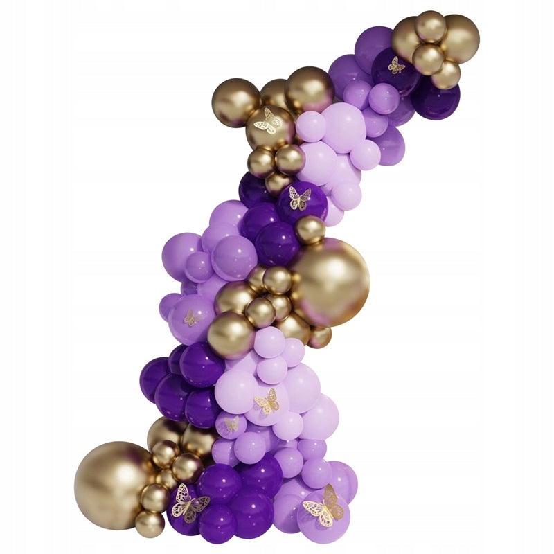 BALIONAS CHROME VIOLETINĖ GINTARAS SU DRUGELIAIS KŪDIKIŲ VAKARĖLIUI, PIRMAJAM GIMTADIENIUI, VESTUVĖMS