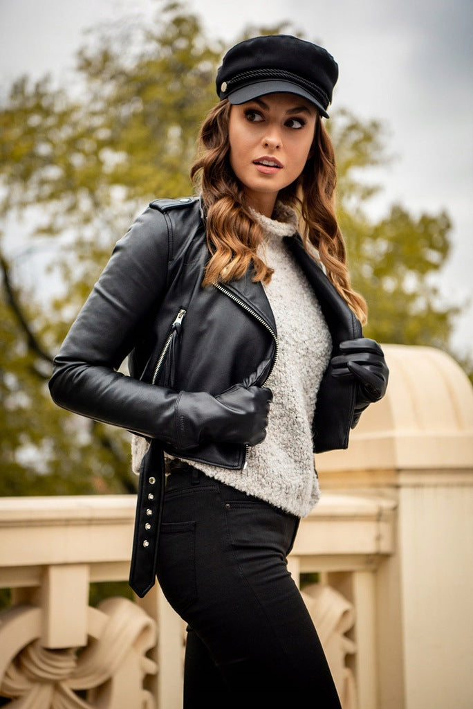 BETLEWSKI Odainės moteriškos žieminės pirštinės XL lygios blizgančios madingos