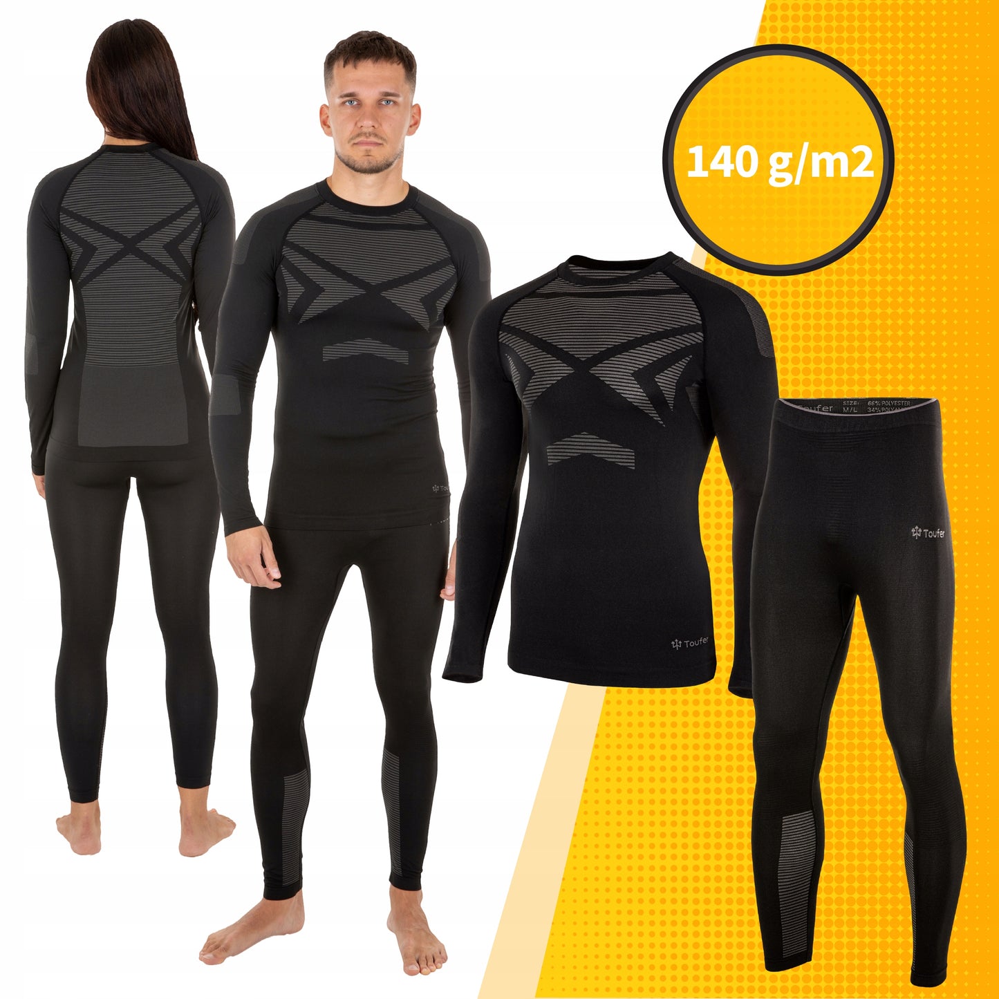 Termoaktyvių apatinių drabužių komplektas šildanti apranga TOUFER THERMAFLEX JUODA