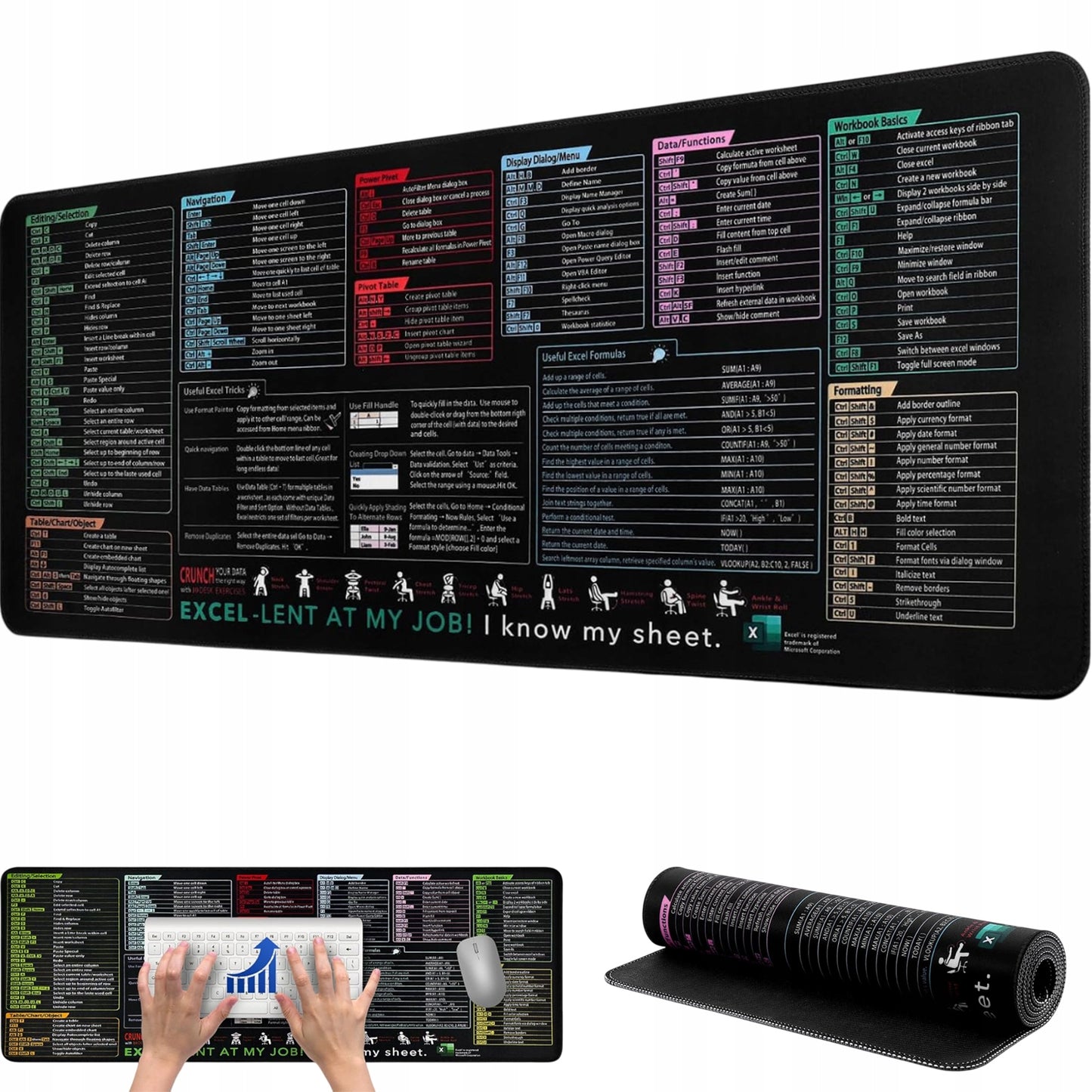 STALINIS PAGRINDAS SU TRUMPINTAIS PAVADINIMAIS IŠ "EXCEL" – KOMPIUTERIS, BIURAS, NAMAI 40X90CM