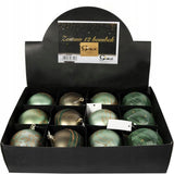 Plastikiniai Kalėdiniai burbulai 12 vnt. 8 cm žalių spalvų mišinys Kalėdoms ant eglutės, puošybai