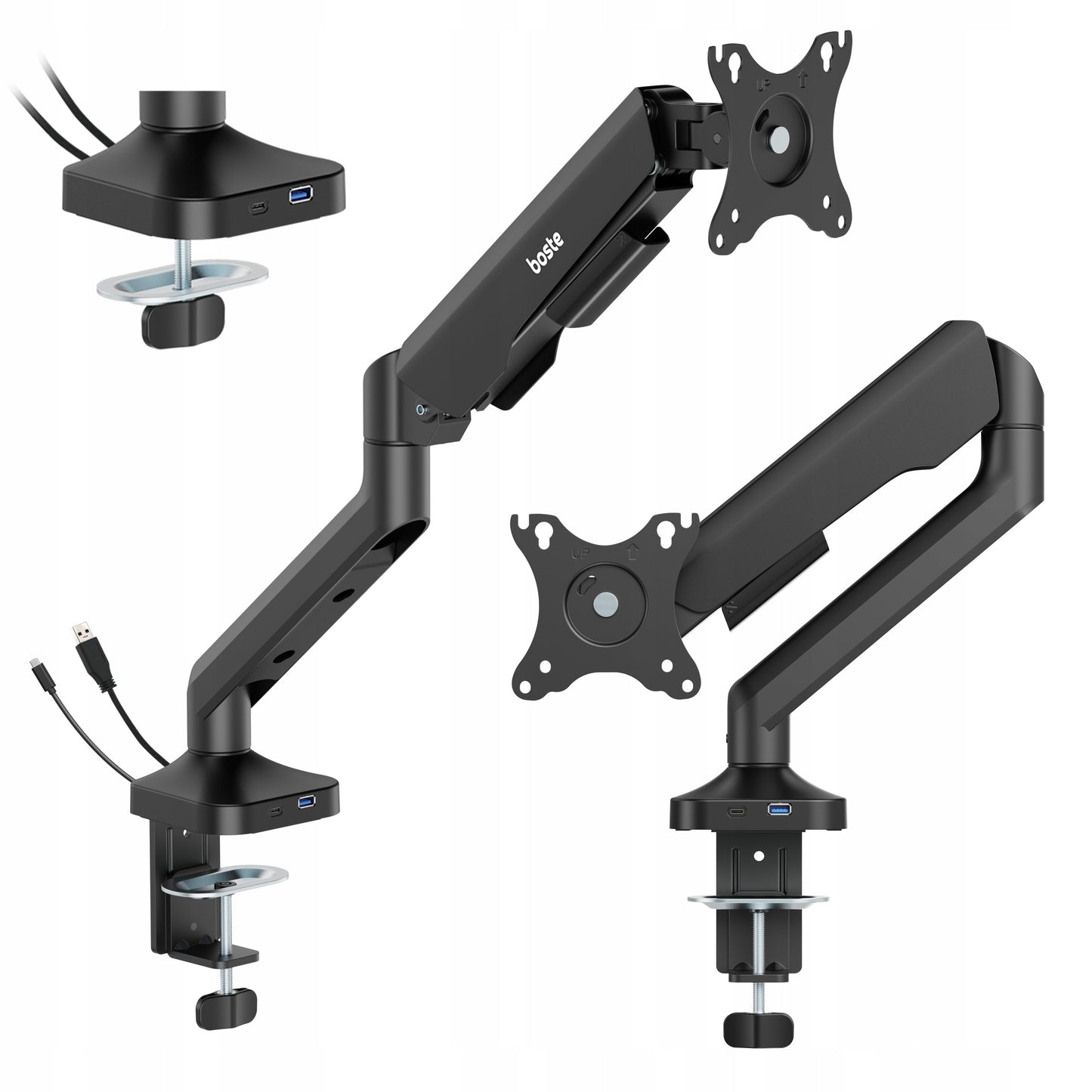 BOSTE STALO RANKOS LAIKIKLIS MONITORIUI STALINĖMS 17-40'' VESA USB PRIEVADAI DU TVIRTINIMAI