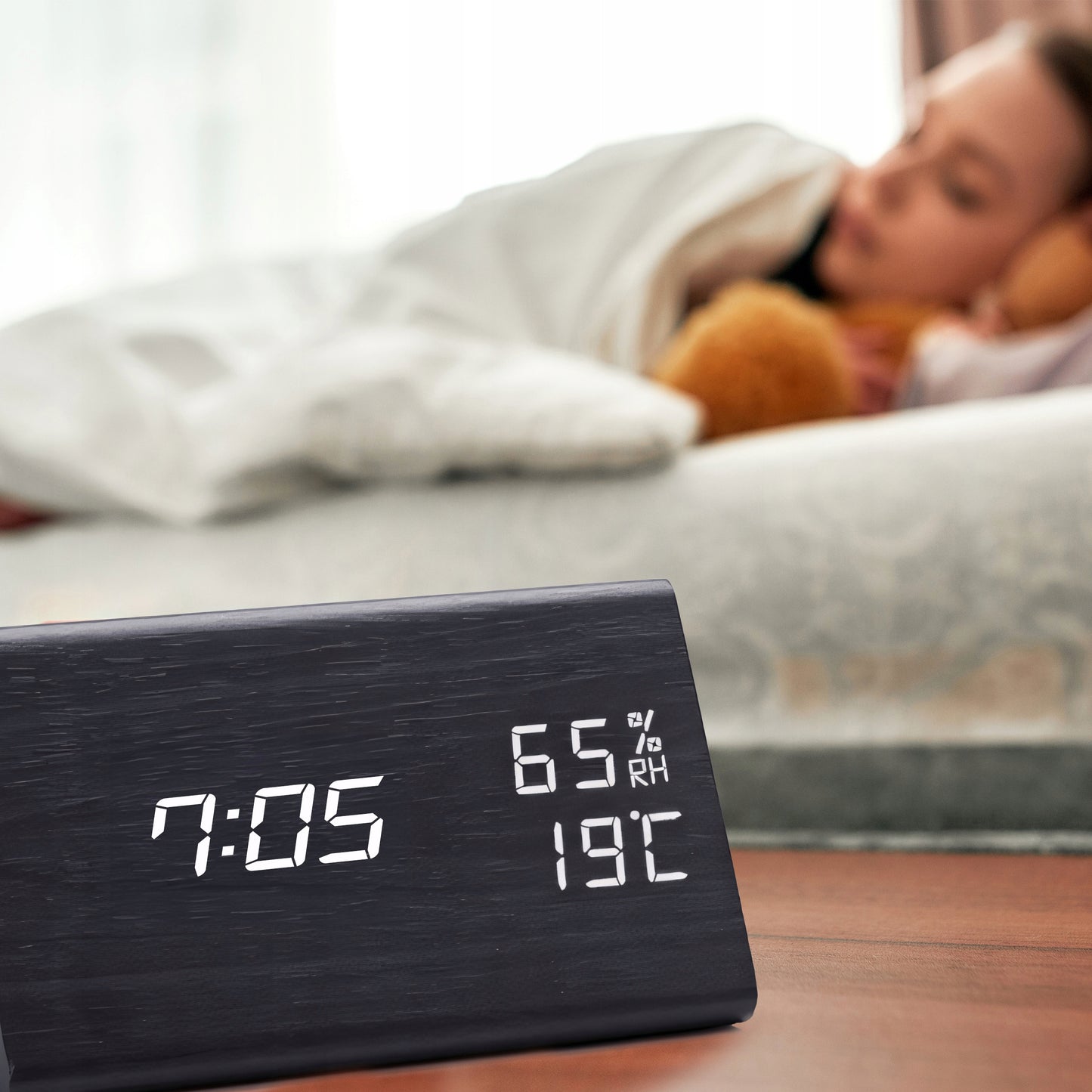 ELEKTRONINIS ŽADINTUVAS TERMOMETRAS SIGNALIZACIJA SKAITMENINIS STOVASIS LAIKRODIS TYLUS