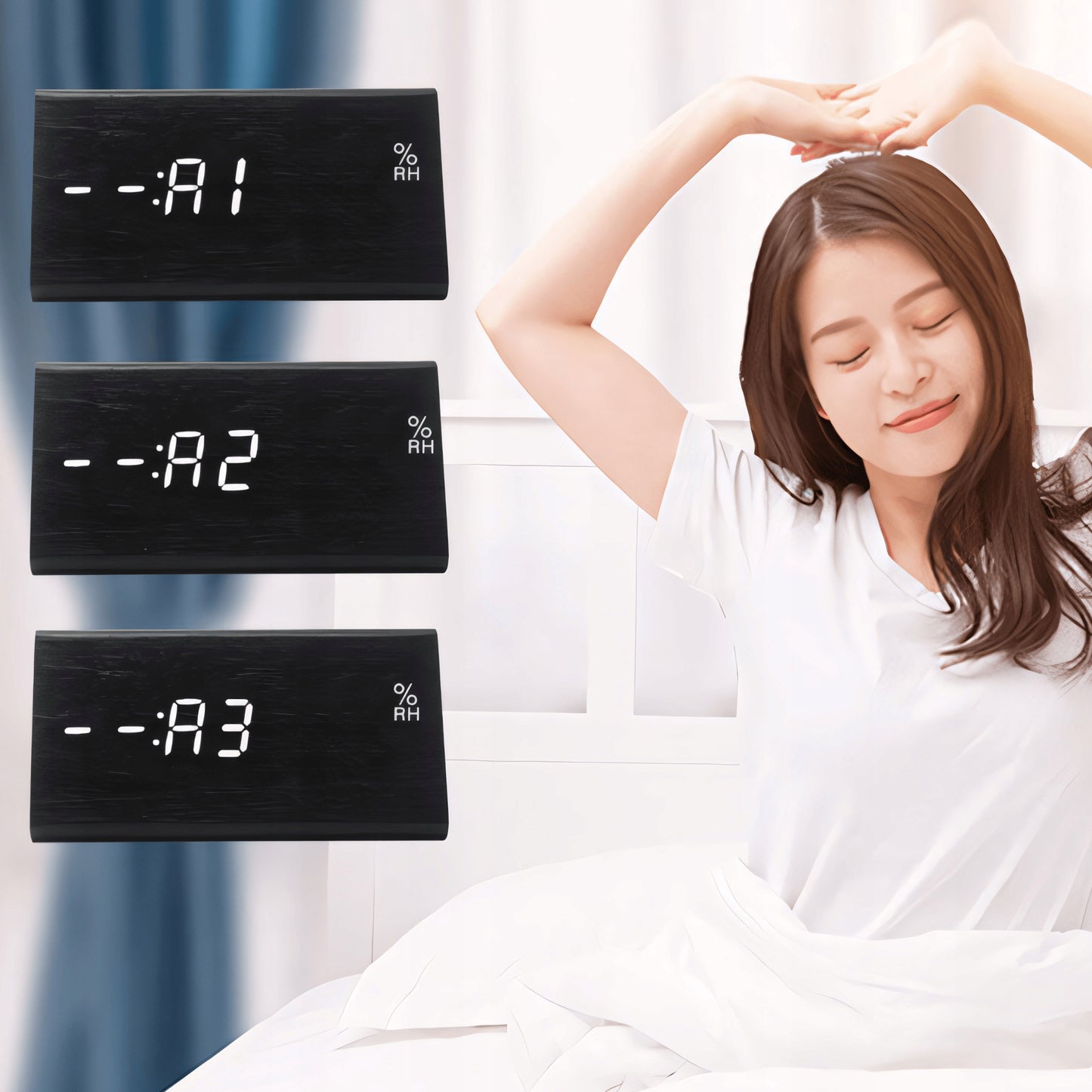 ELEKTRONINIS ŽADINTUVAS TERMOMETRAS SIGNALIZACIJA SKAITMENINIS STOVASIS LAIKRODIS TYLUS