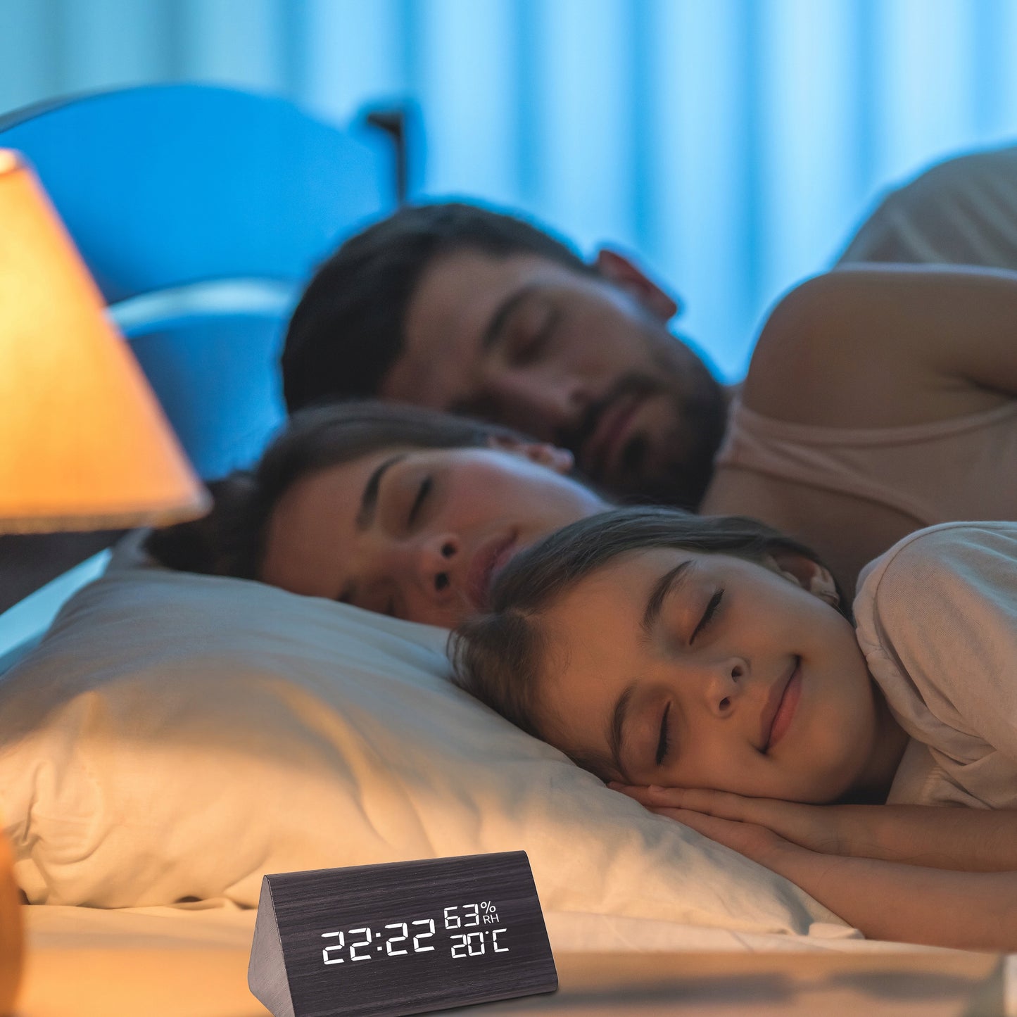 ELEKTRONINIS ŽADINTUVAS TERMOMETRAS SIGNALIZACIJA SKAITMENINIS STOVASIS LAIKRODIS TYLUS