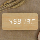 Elektroninis žadintuvas su medžio imitacija, laikrodis, termometras, data RETOO