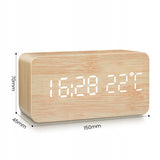 Elektroninis žadintuvas su medžio imitacija, laikrodis, termometras, data RETOO