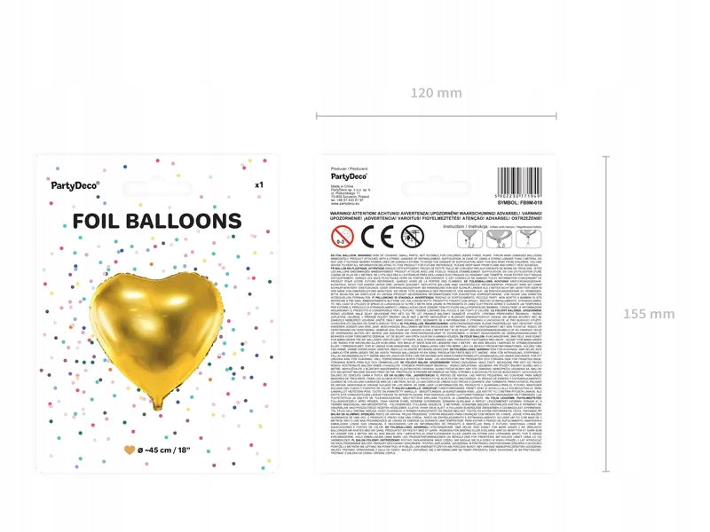 Folio balionas Širdelė, 45cm, auksinis