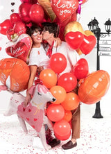 Balionai 16" Širdelės, Pastelė raudoni (1 op. / 6 vnt.)