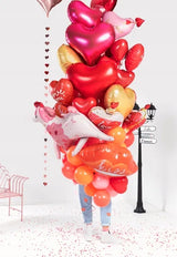 Balionai 16" Širdelės, Pastelė raudoni (1 op. / 6 vnt.)