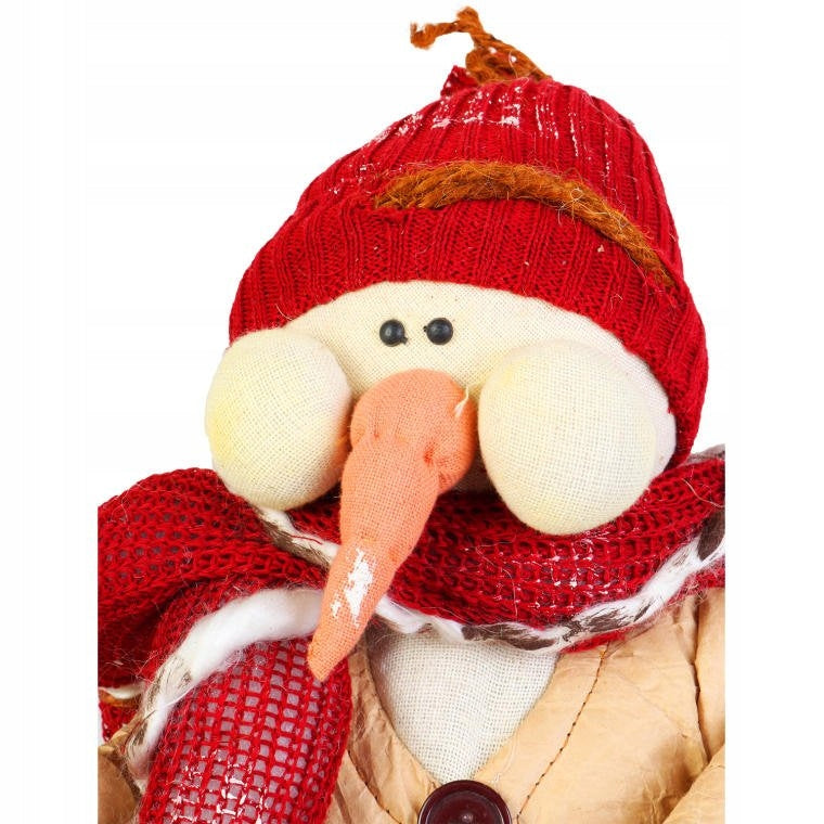 Sniego senis iš natūralių medžiagų, raudonas, 43 cm, Kalėdinė dekoracija