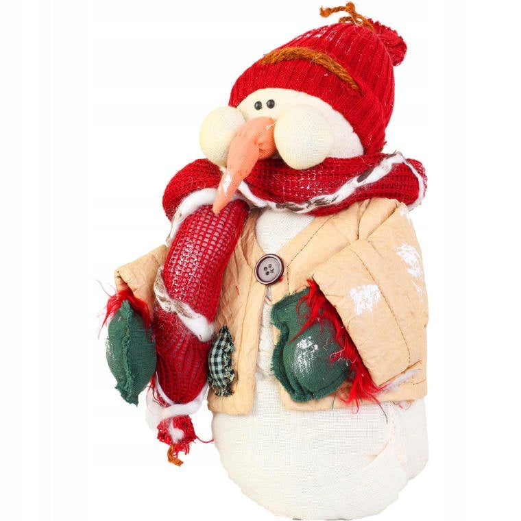 Sniego senis iš natūralių medžiagų, raudonas, 43 cm, Kalėdinė dekoracija