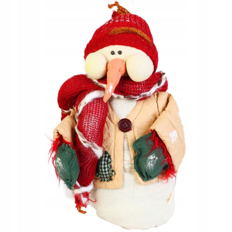 Sniego senis iš natūralių medžiagų, raudonas, 43 cm, Kalėdinė dekoracija
