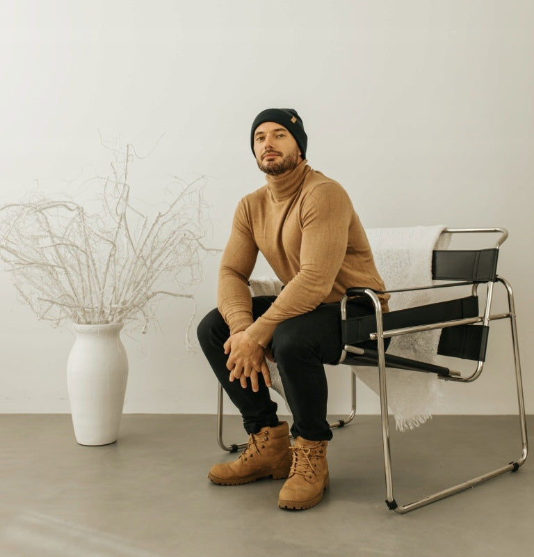 Betlewski Vyriesiama vyriška kepurė žiemai, dviejų sluoksnių, šilta, stilinga, atspari