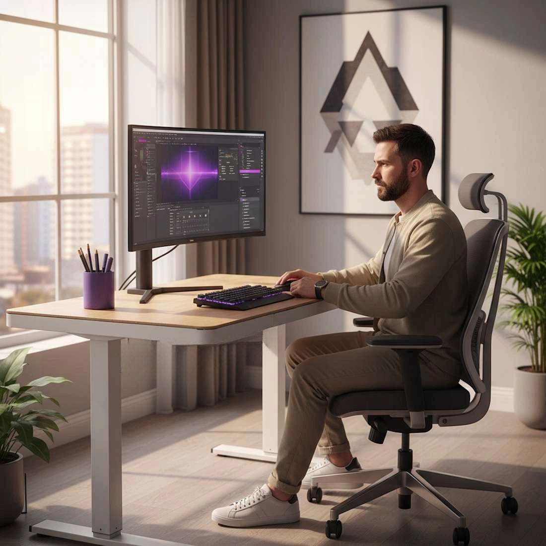 Elektrinis stalas 120x60 su USB stalčiumi, 80kg keliamoji galia, Spacetronik reguliuojamas