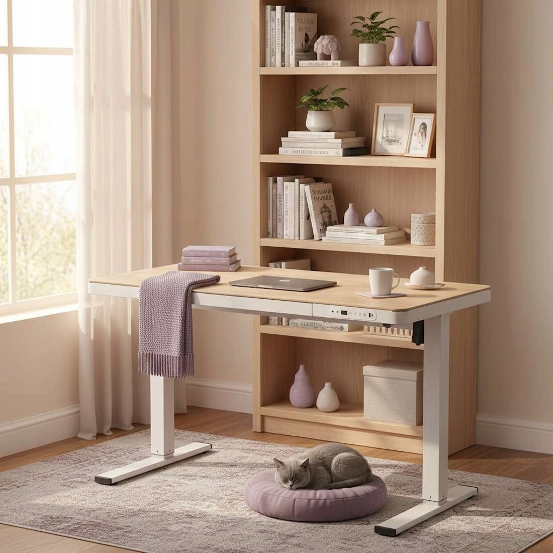 Elektrinis stalas 120x60 su USB stalčiumi, 80kg keliamoji galia, Spacetronik reguliuojamas