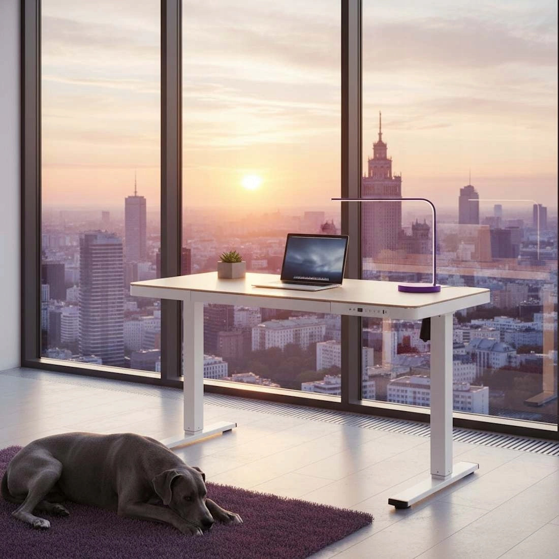 Elektrinis stalas 120x60 su USB stalčiumi, 80kg keliamoji galia, Spacetronik reguliuojamas