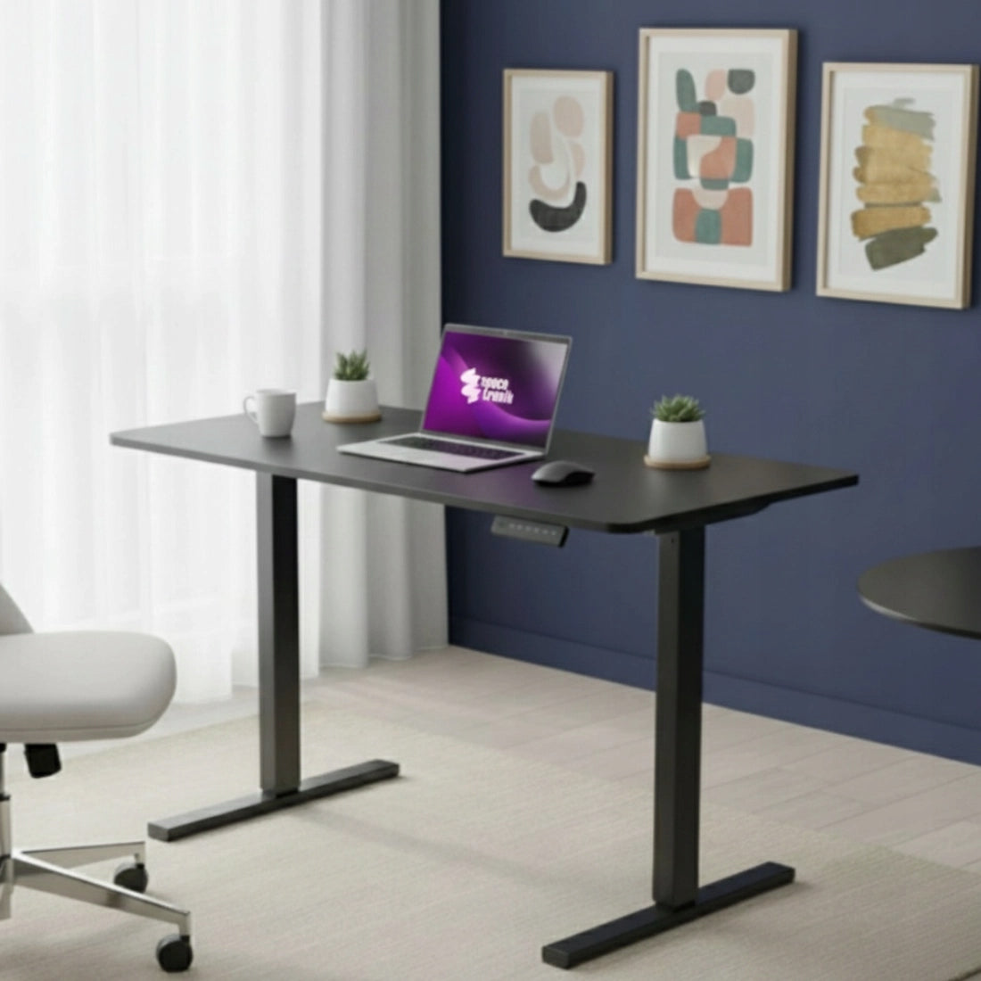 Elektrinis stalas su reguliuojamu aukščiu 100x60 Spacetronik, atminties funkcija, juodas