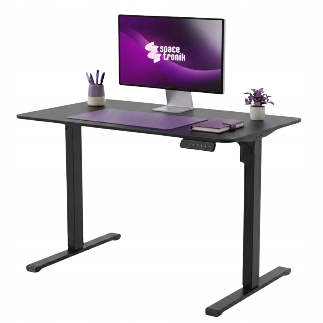 Elektrinis stalas su reguliuojamu aukščiu 100x60 Spacetronik, atminties funkcija, juodas