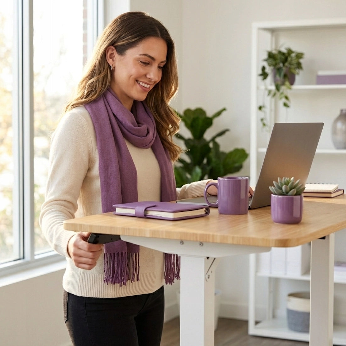 Elektrinis reguliuojamas stalas 100x60 Spacetronik su atmintimi, Ąžuolas Artisan