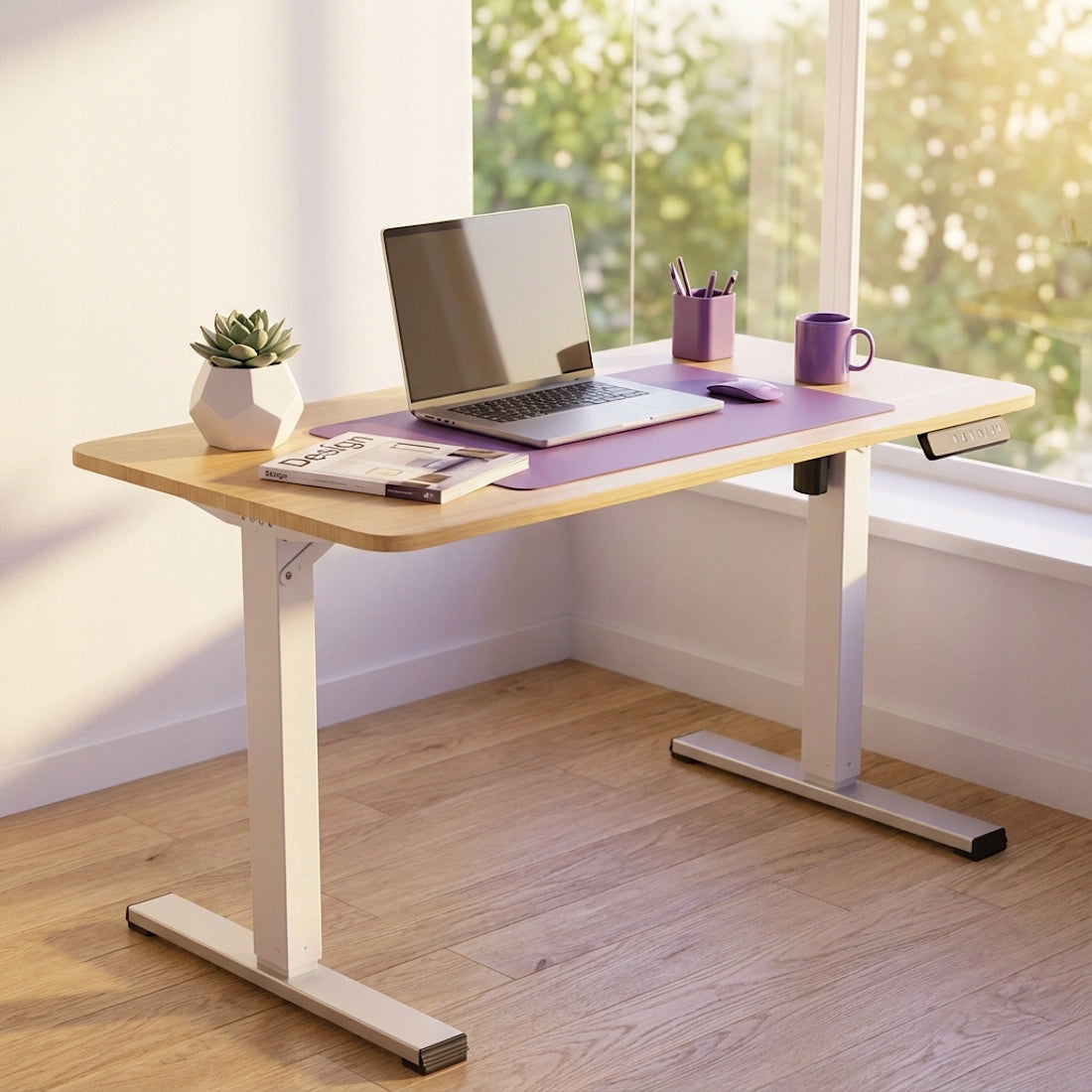 Elektrinis reguliuojamas stalas 100x60 Spacetronik su atmintimi, Ąžuolas Artisan