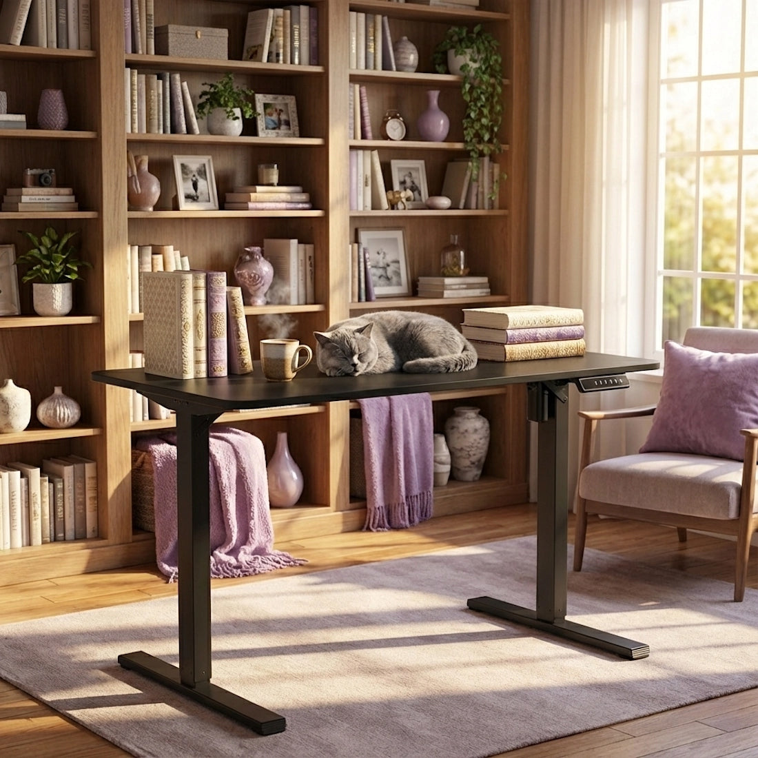 Elektrinis reguliuojamas rašomasis stalas 120x60 Spacetronik atminties funkcija juodas