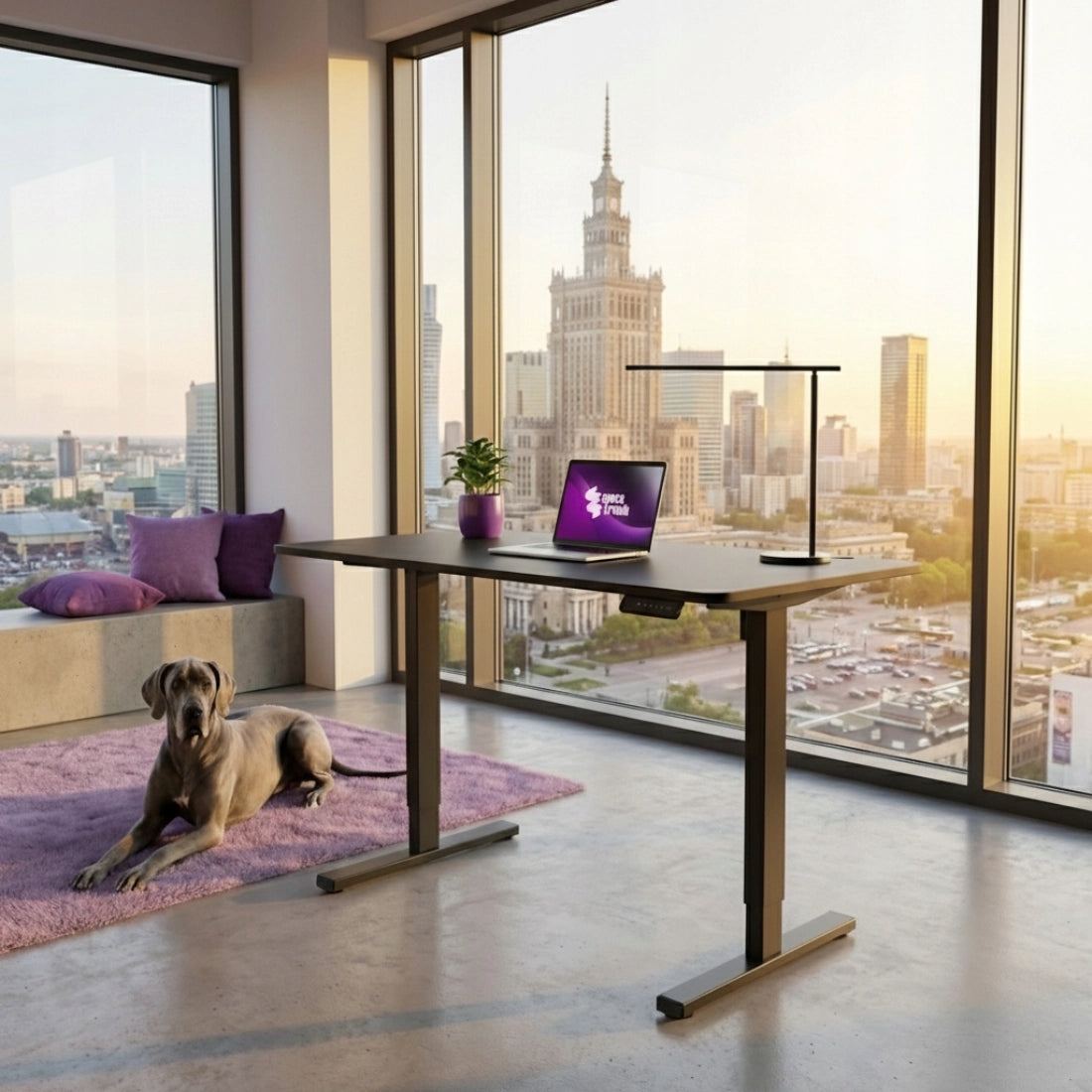 Elektrinis reguliuojamas rašomasis stalas 120x60 Spacetronik atminties funkcija juodas