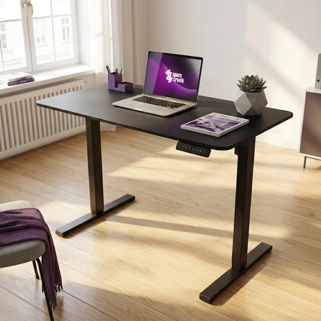 Elektrinis reguliuojamas rašomasis stalas 120x60 Spacetronik atminties funkcija juodas