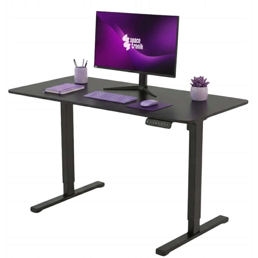 Elektrinis reguliuojamas rašomasis stalas 120x60 Spacetronik atminties funkcija juodas