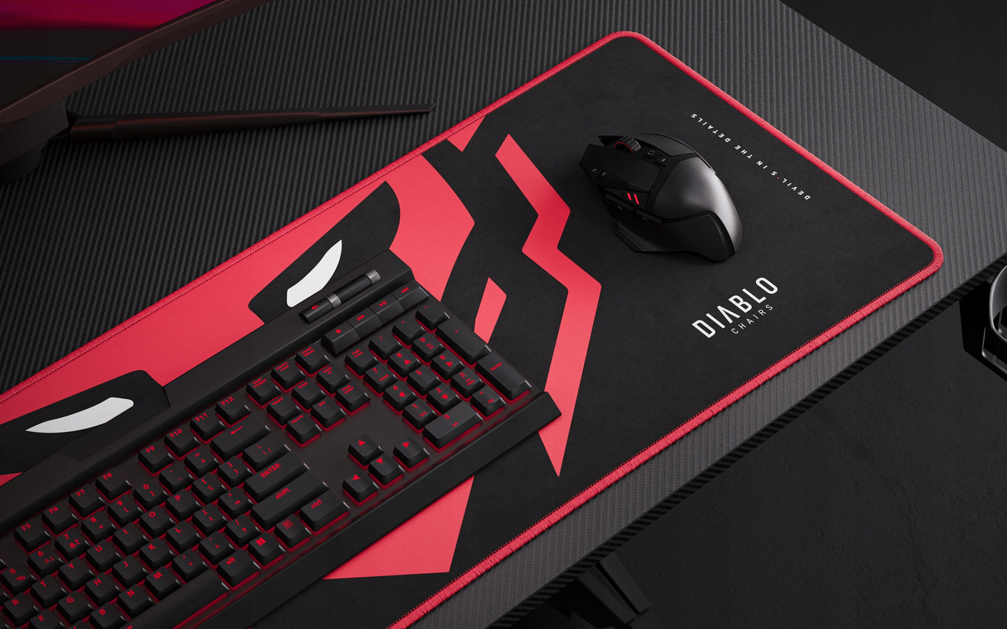 Mažas žaidimų stalas 100cm + laikikliai ir kilimėlis DIABLO X-MATE 1000 Juodas