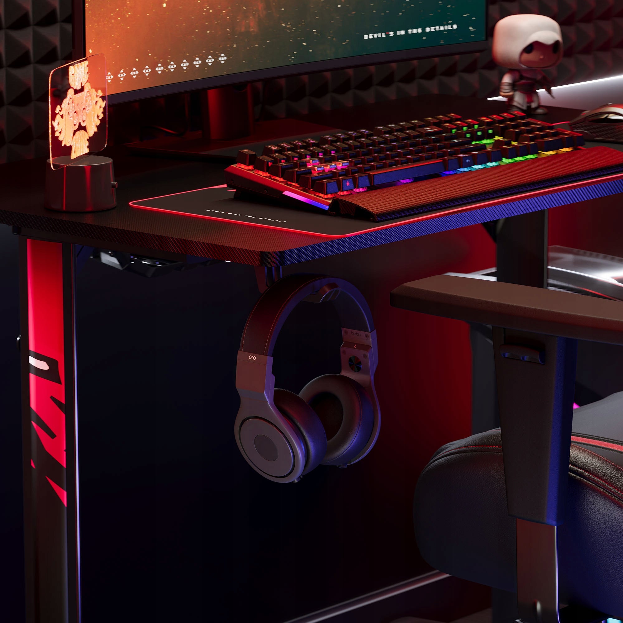 Mažas žaidimų stalas 100cm + laikikliai ir kilimėlis DIABLO X-MATE 1000 Juodas