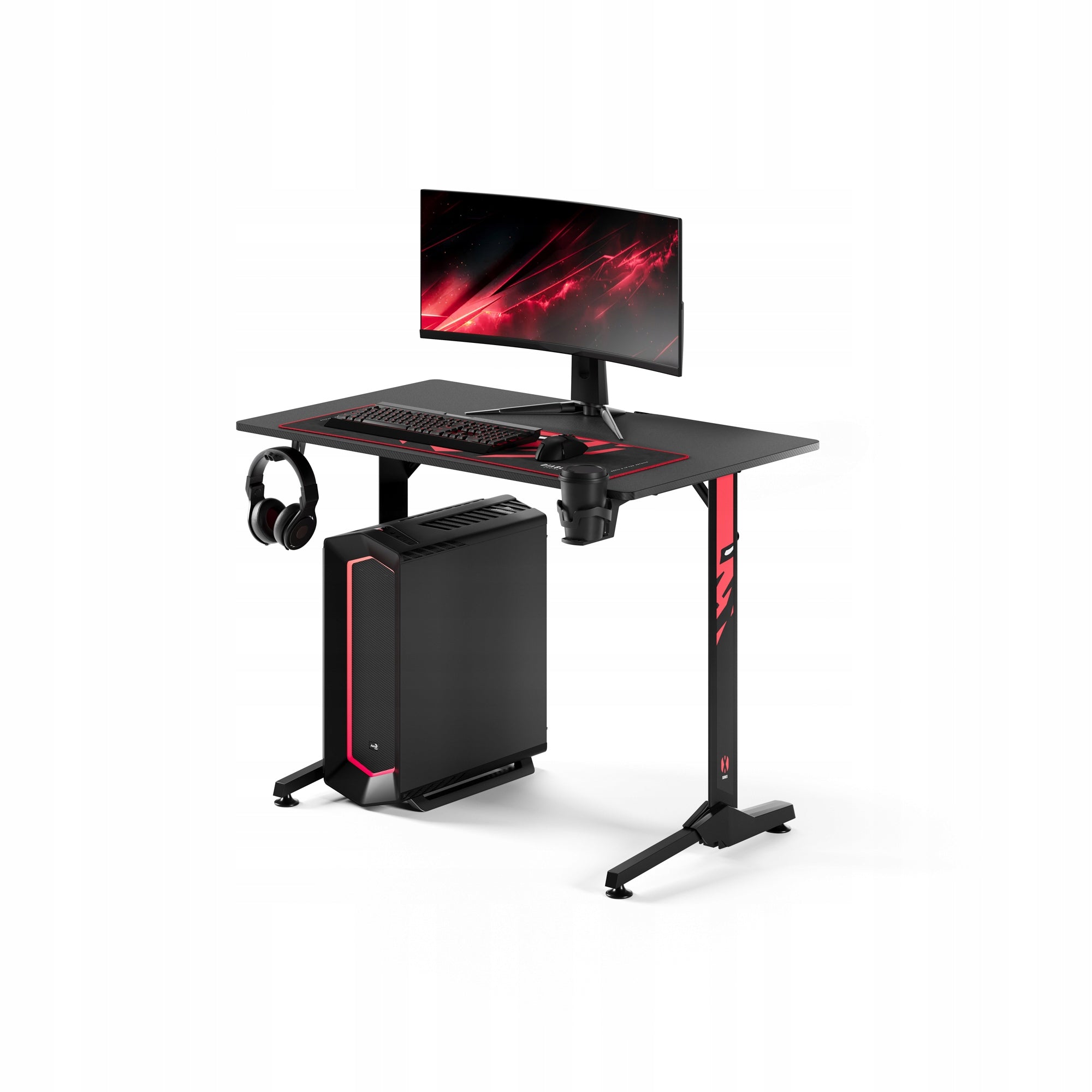 Mažas žaidimų stalas 100cm + laikikliai ir kilimėlis DIABLO X-MATE 1000 Juodas