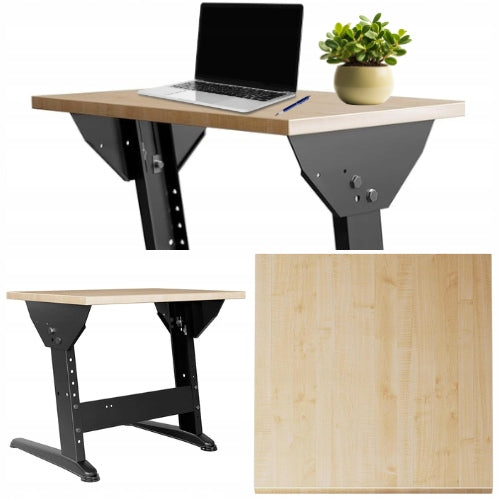 Reguliuojamas stalas biurui, dirbtuvems, studijai 695x500 Juoda/Klevas