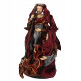 Bordo spalvos Šventosios Šeimos figurėlė iš lininio audinio 25cm Kalėdinė puošmena