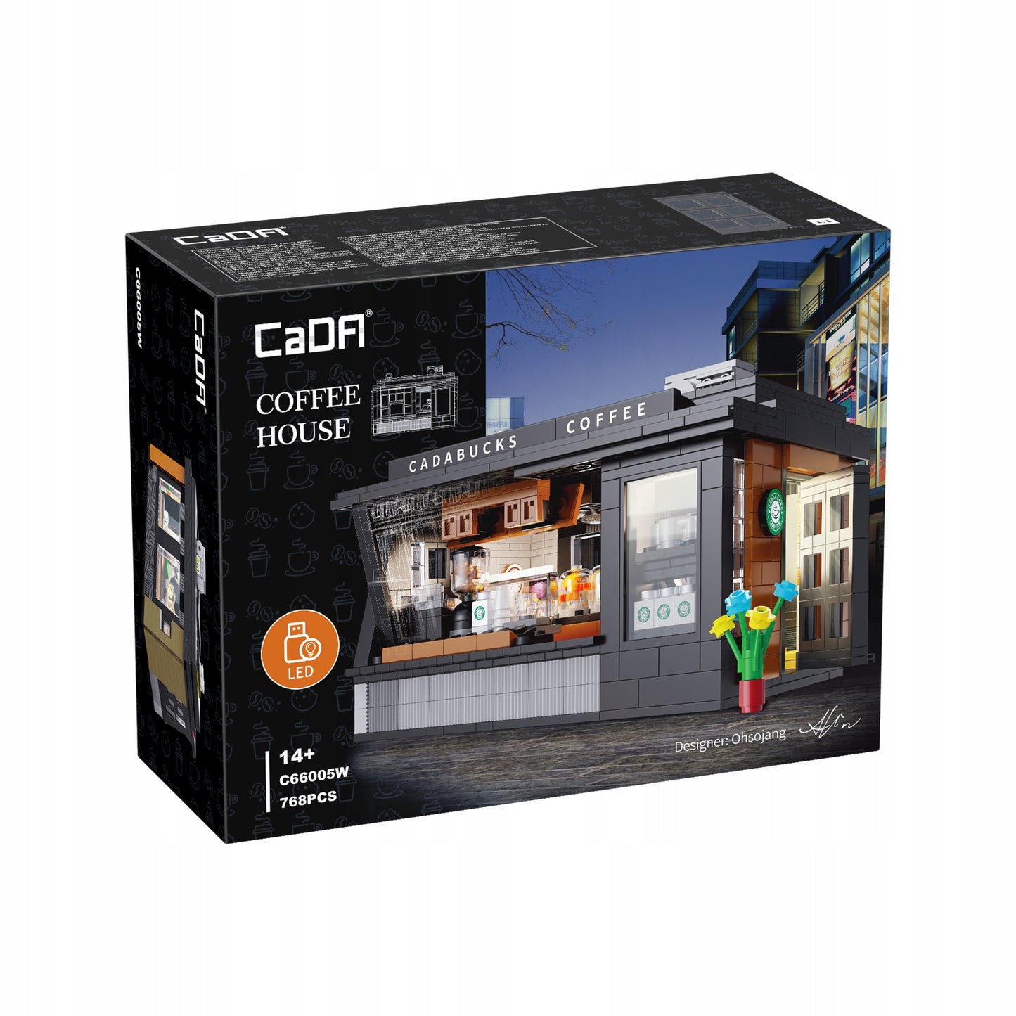 CaDA Kavinė CADABUCKS COFFEE HOUSE LED 768 det. Dovanai + LED rinkinys