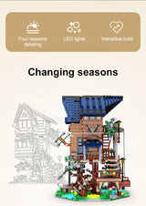 CADA Konstrukcinės kaladėlės 4in1 Keturi metų laikai, Didelis namelis ant medžio su LED, 1155 detalės