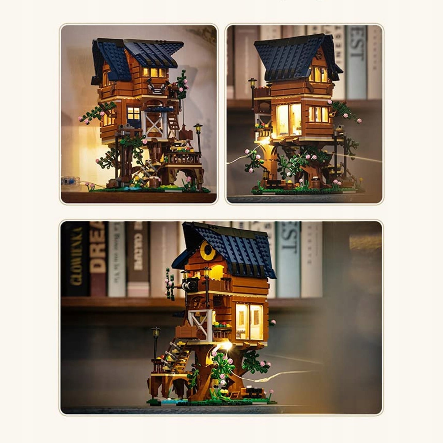 CADA Konstrukcinės kaladėlės 4in1 Keturi metų laikai, Didelis namelis ant medžio su LED, 1155 detalės